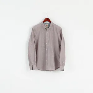 Levi's Mens L Casual Shirt Blue Red Striped Cotton Standard Fit Long Sleeve
