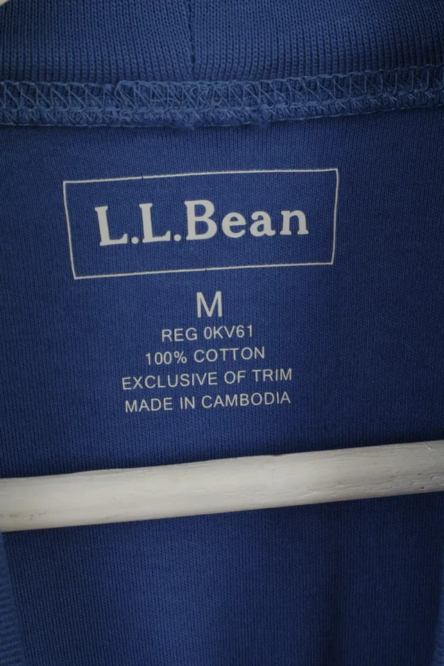 L.L.Bean Men M Shirt Blue Cotton  Trutleneck Plain Stretch Long Sleeve Top