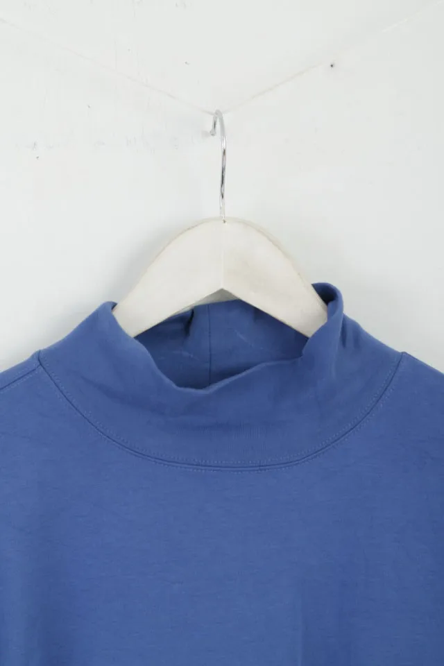 L.L.Bean Men M Shirt Blue Cotton  Trutleneck Plain Stretch Long Sleeve Top