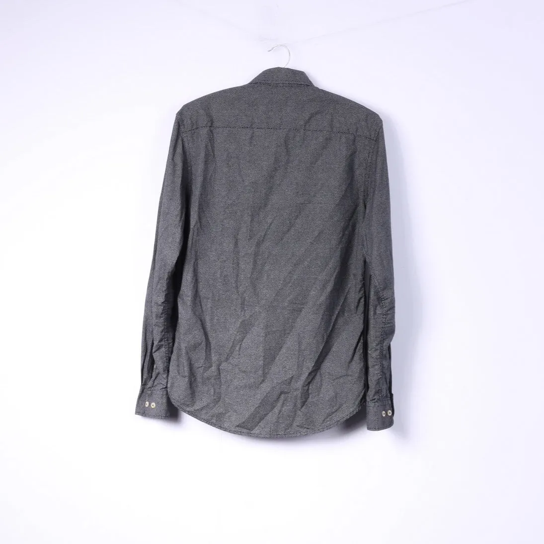 Local Area Mens S Casual Shirt Black Micro Dots First Base Sports Cotton Top Straight Up