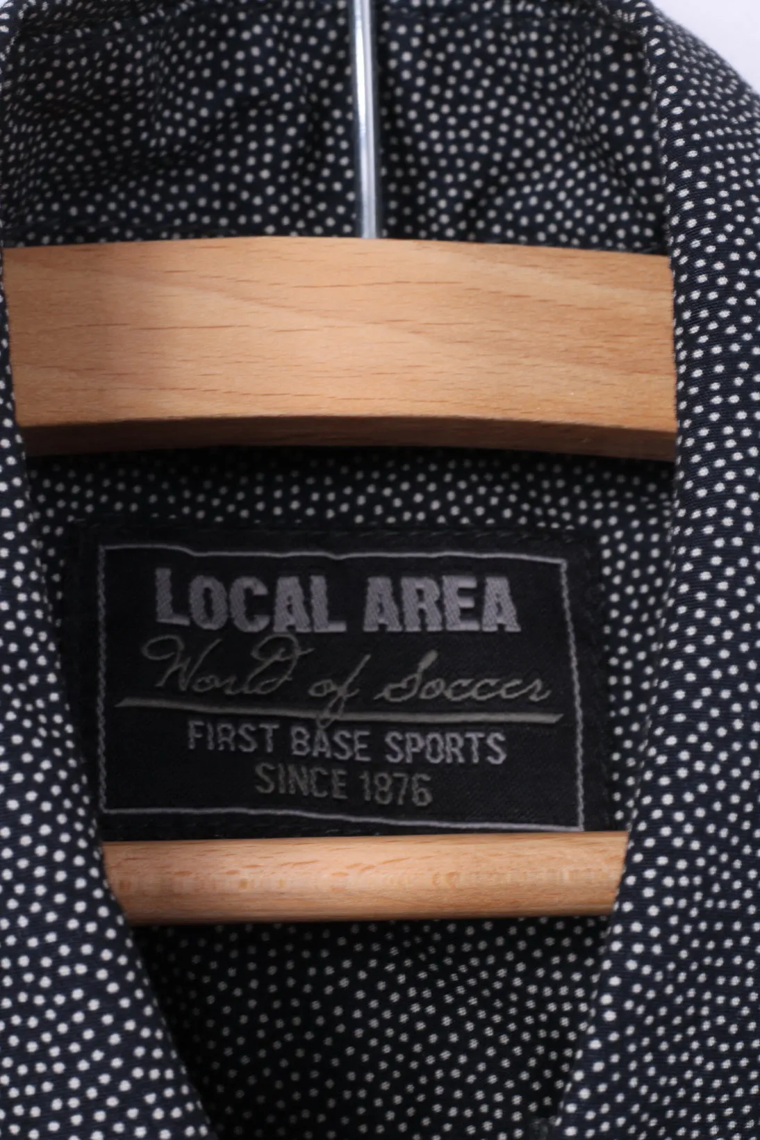 Local Area Mens S Casual Shirt Black Micro Dots First Base Sports Cotton Top Straight Up