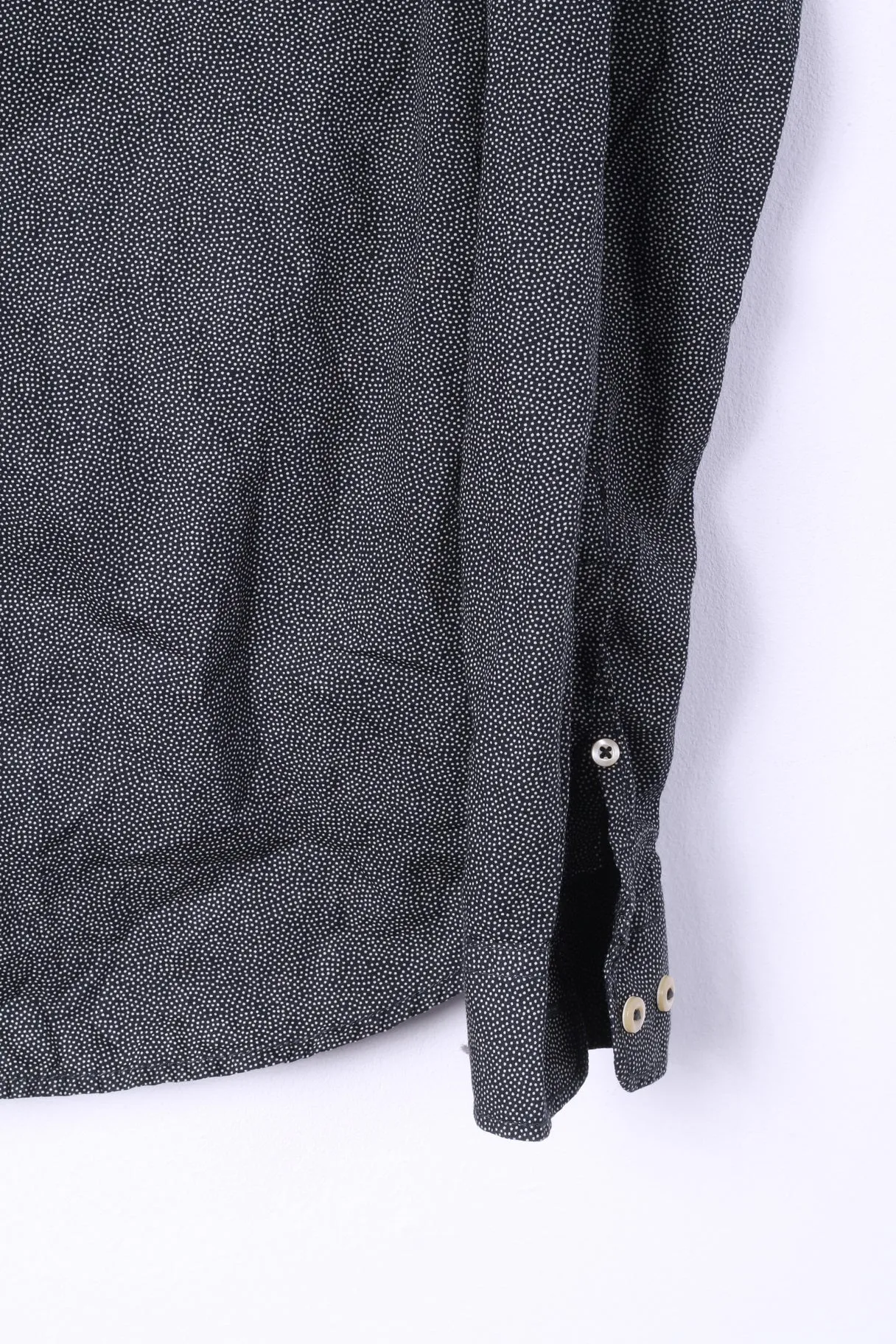 Local Area Mens S Casual Shirt Black Micro Dots First Base Sports Cotton Top Straight Up