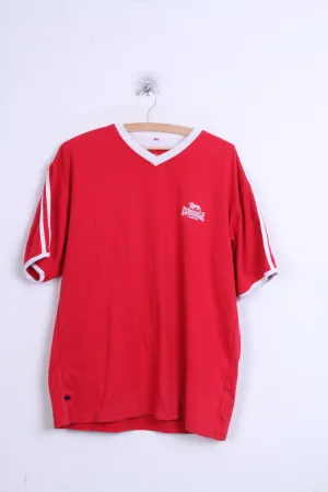 Lonsdale London Mens L Shirt Red V Neck Sport Training
