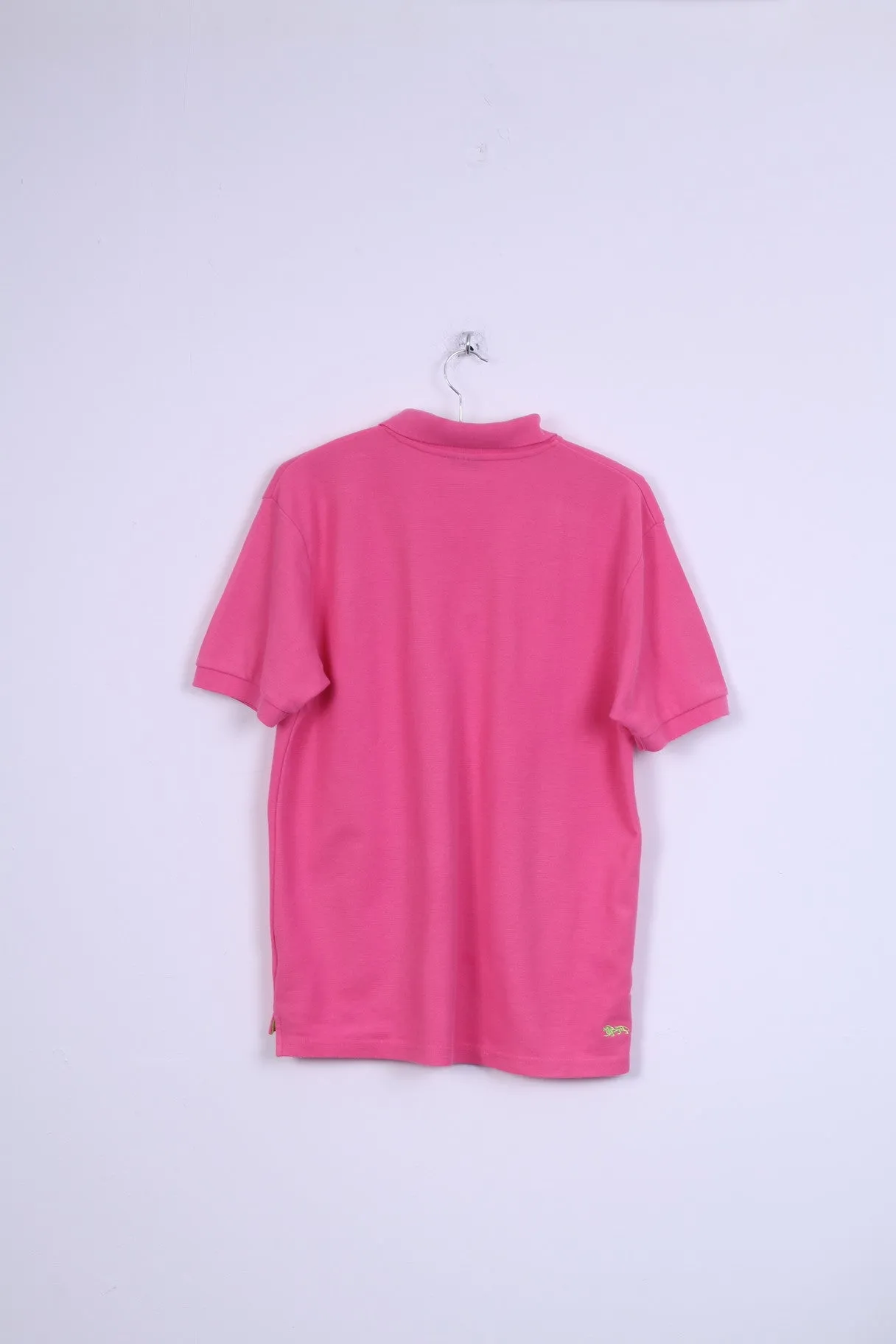 Lonsdale London Mens S Polo Shirt Pink Neon Cotton Short Sleeve Top