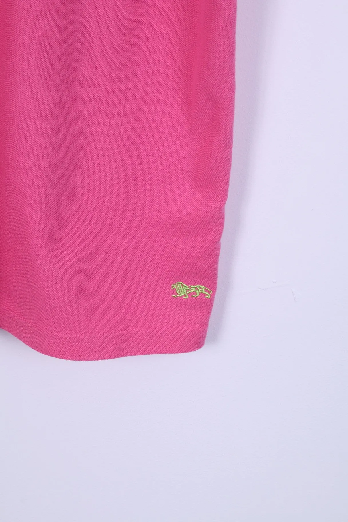 Lonsdale London Mens S Polo Shirt Pink Neon Cotton Short Sleeve Top