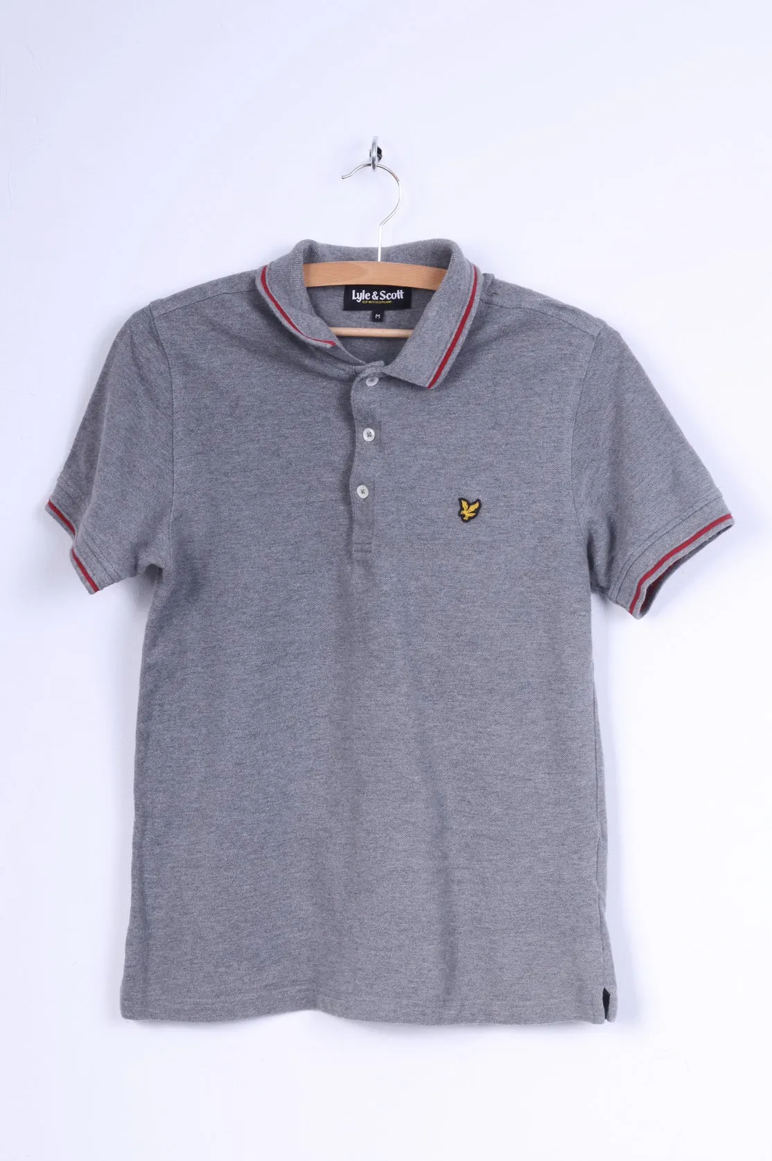 Lyle & Scott Mens M (S) Polo Shirt Grey Cotton Scotland Short Sleeve