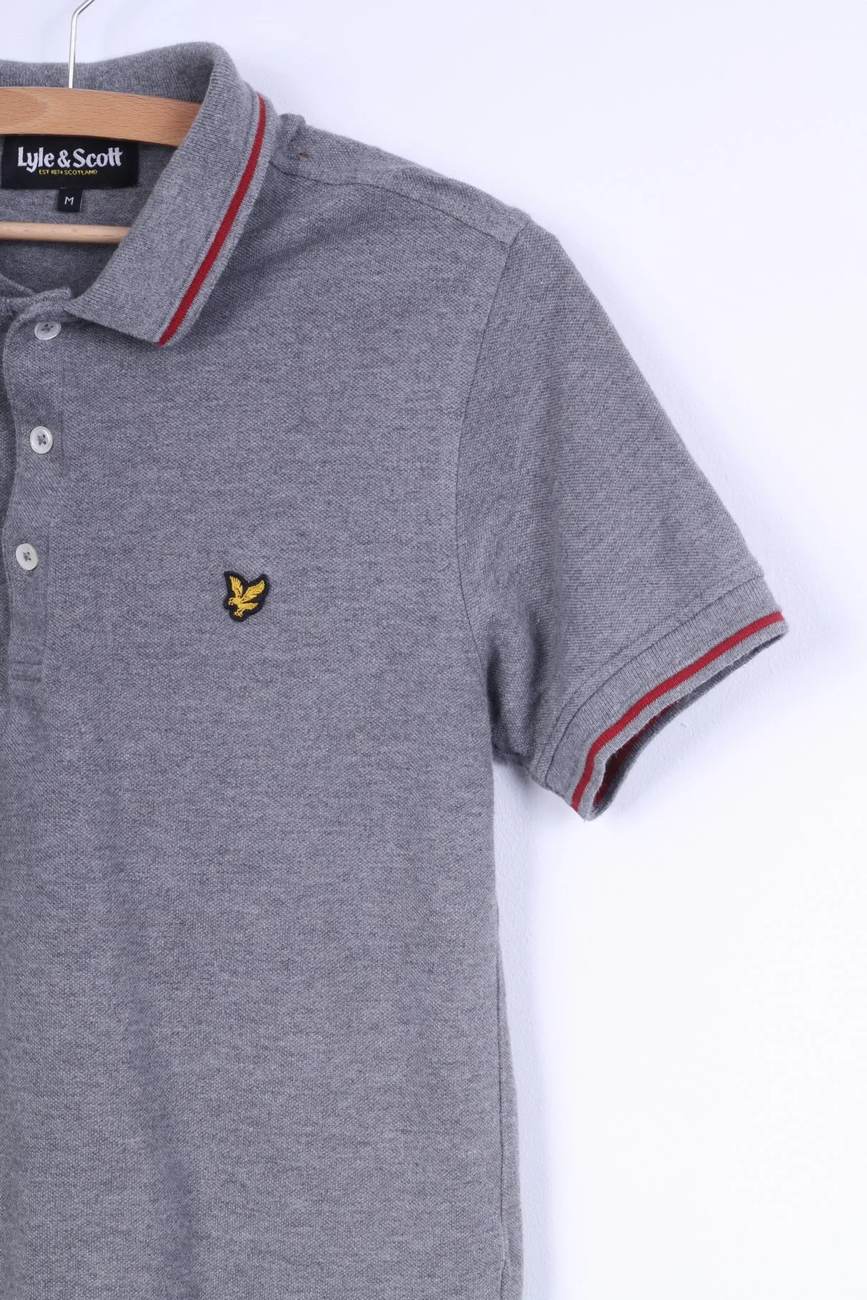 Lyle & Scott Mens M (S) Polo Shirt Grey Cotton Scotland Short Sleeve