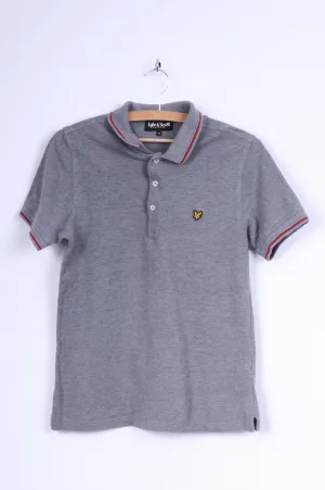 Lyle & Scott Mens M (S) Polo Shirt Grey Cotton Scotland Short Sleeve