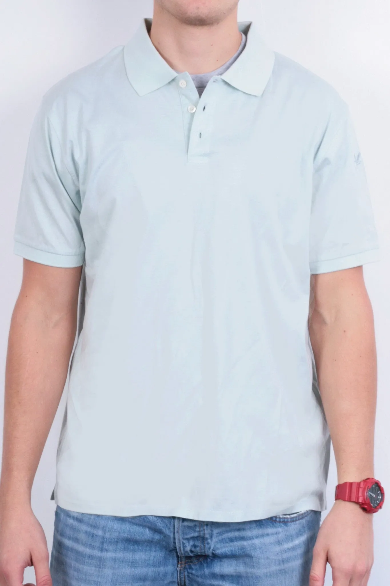 Lyle & Scott Mens XL Polo Shirt Mint Top Cotton Aqua Light Eagle Logo