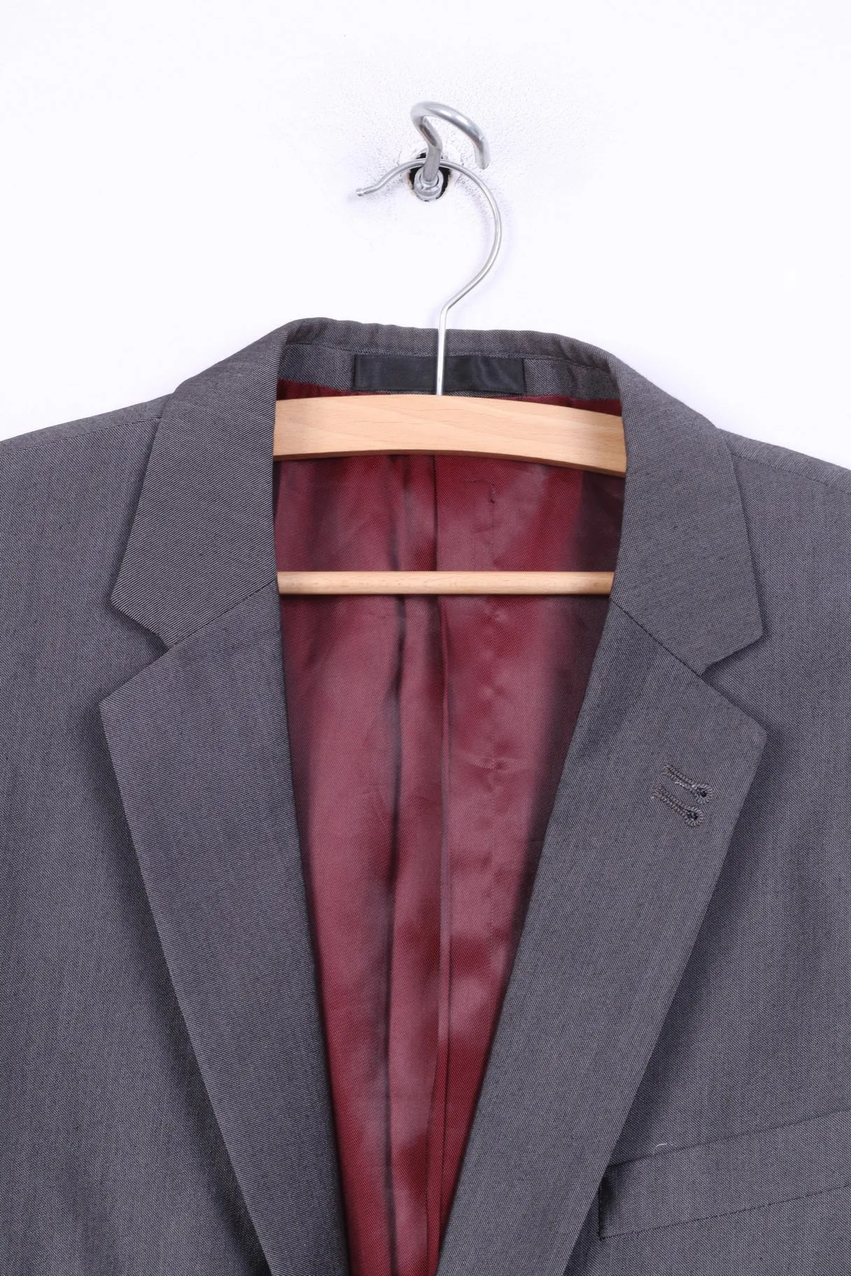 Marc Darcy Mens 42R Blazer Grey Single Breasted Jacket Shoulder Pads
