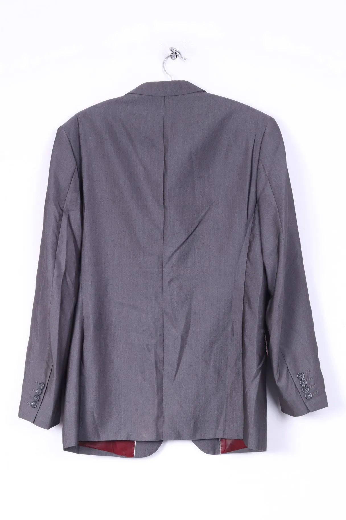 Marc Darcy Mens 42R Blazer Grey Single Breasted Jacket Shoulder Pads