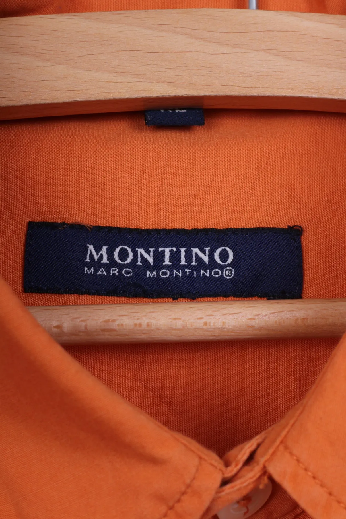 Marc Montino Mens XL Casual Shirt Orange Cotton Long Sleeve Button Down Collar