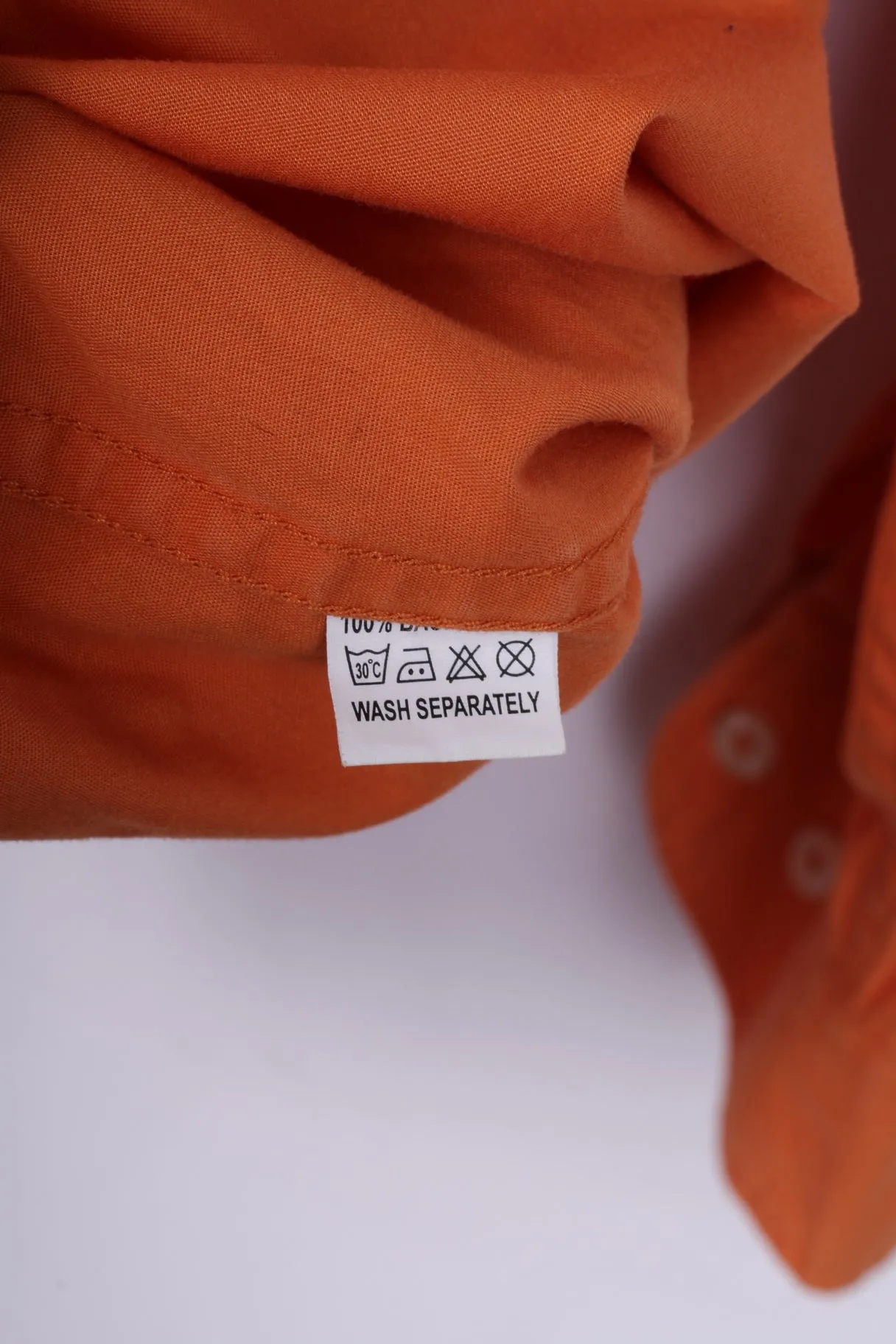 Marc Montino Mens XL Casual Shirt Orange Cotton Long Sleeve Button Down Collar