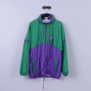 Marcel Clair Mens XL Jacket Green Nylon Waterproof Festival Zip Up Sky Diving Fit