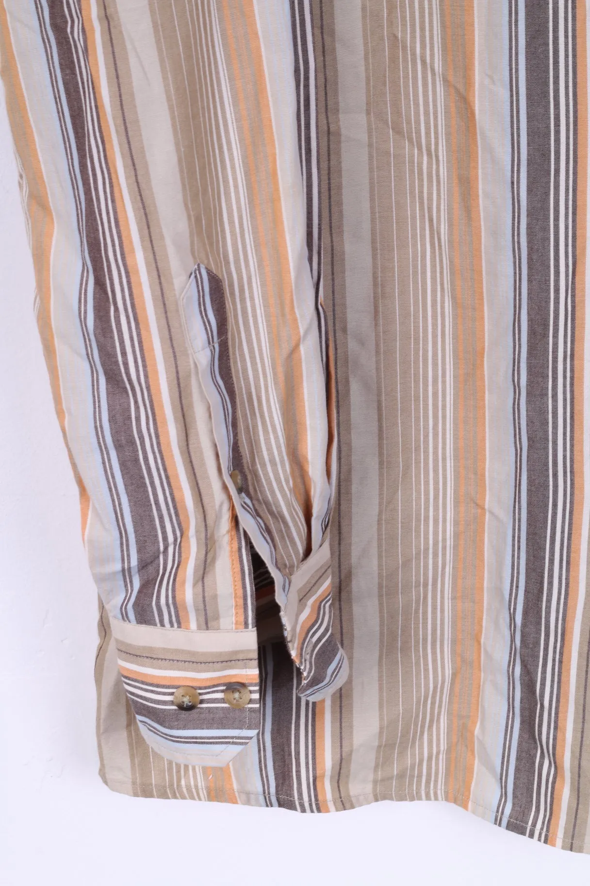 McKay Mens XL 43/44 Casual Shirt Striped Button Down Collar Multi Cotton Long Sleeve