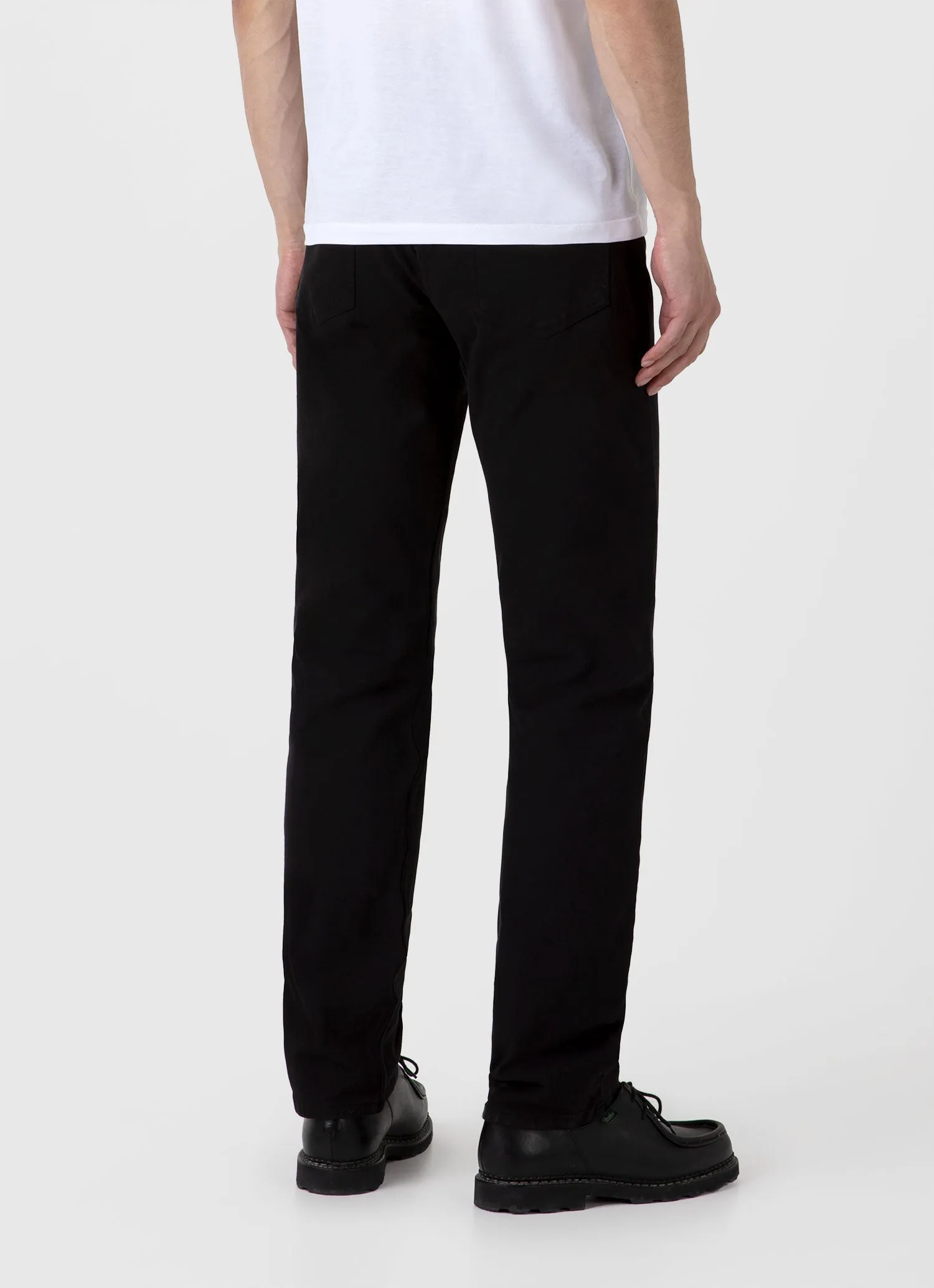 Men's Cotton Drill 5 Pocket Trouser in Black Sunspel