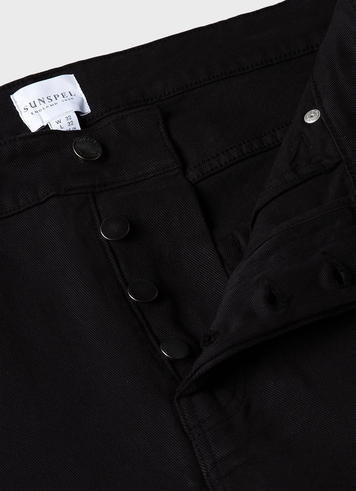 Men's Cotton Drill 5 Pocket Trouser in Black Sunspel