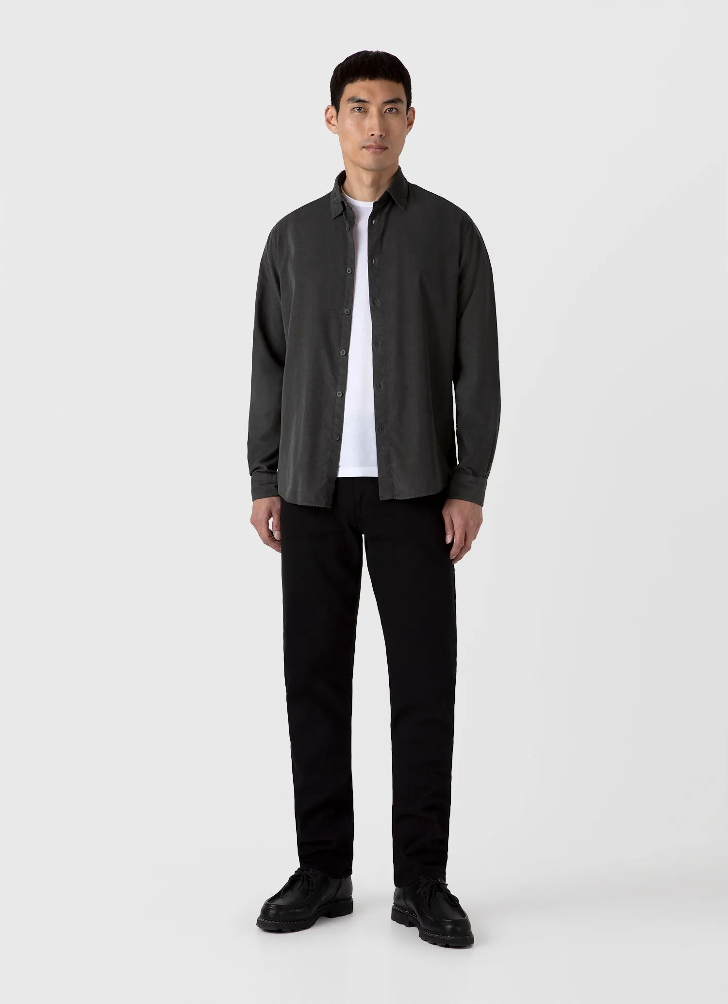 Men's Cotton Drill 5 Pocket Trouser in Black Sunspel