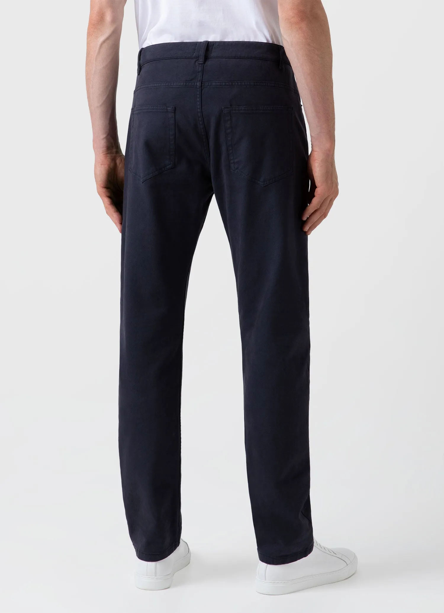 Men's Cotton Drill 5 Pocket Trouser in Navy Sunspel