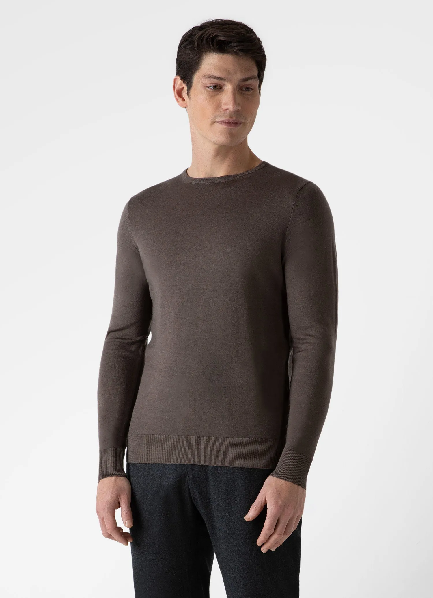 Men's Extra-Fine Merino Crew Neck in Cedar Sunspel