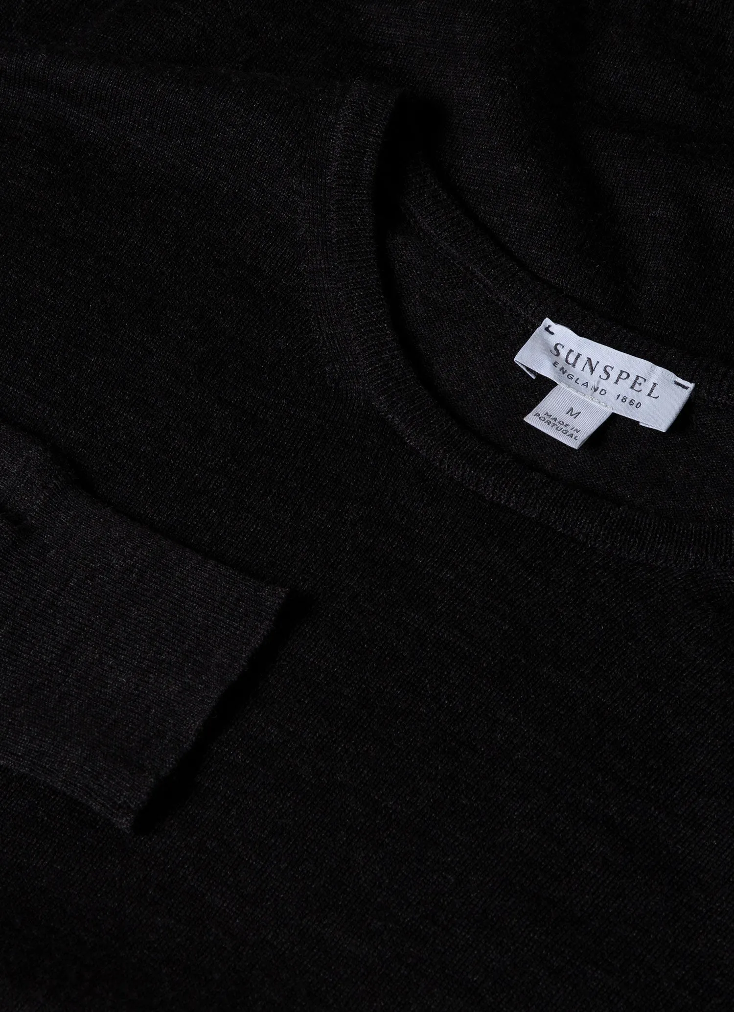 Men's Extra-Fine Merino Crew Neck in Charcoal Melange Sunspel