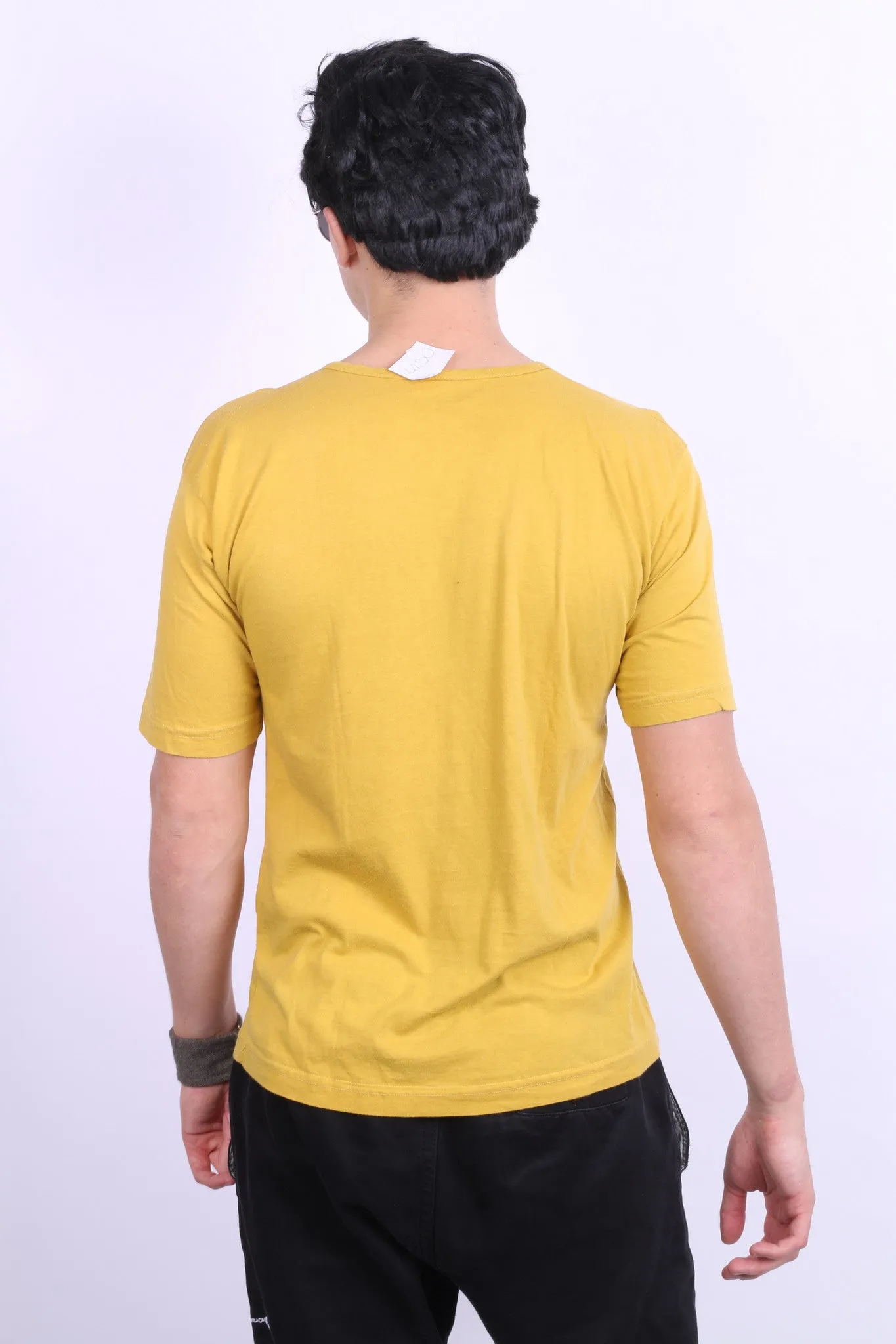 Mens L Shirt Mustard Coconut Beach Summer Short Sleeve