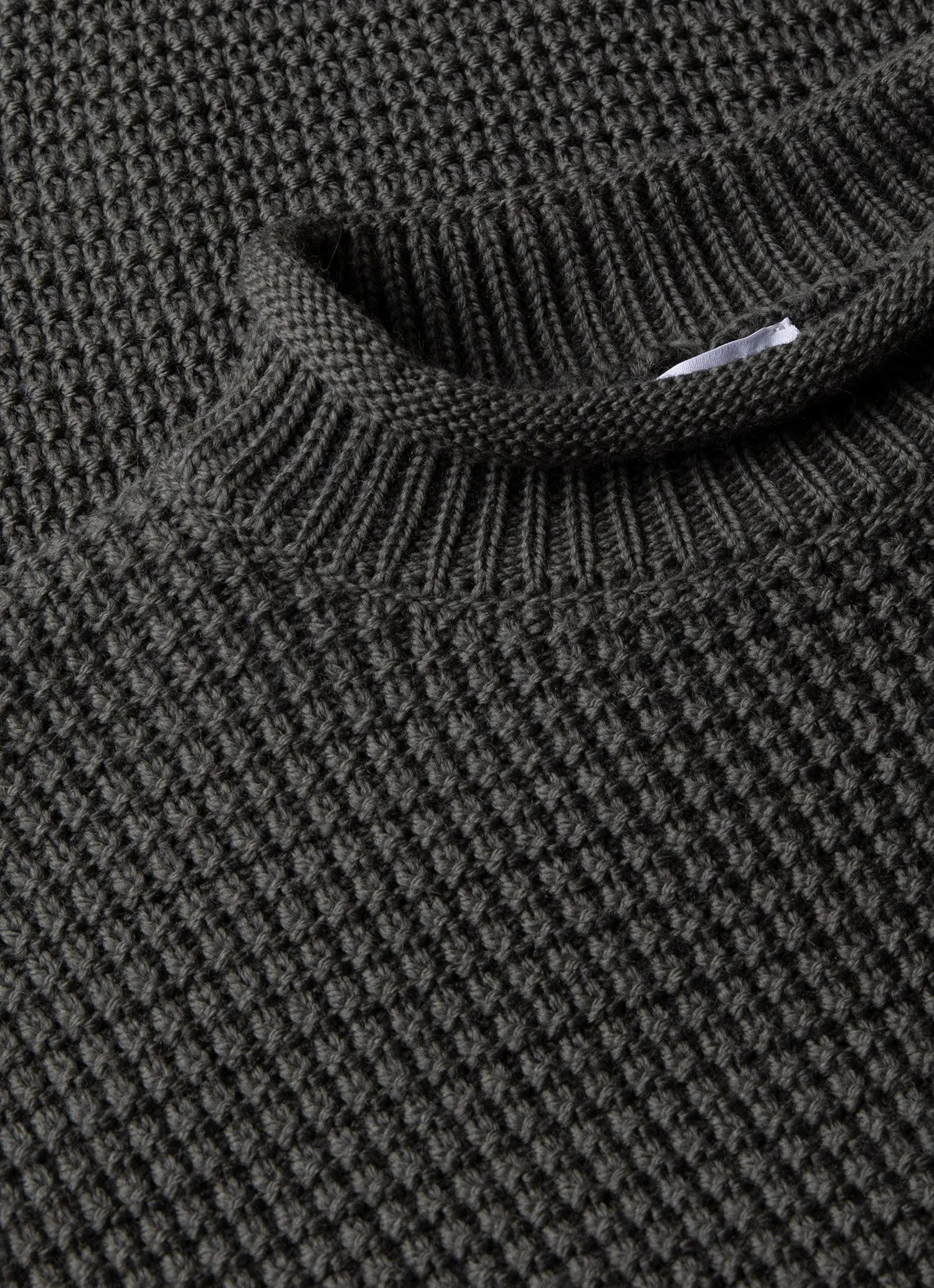 Men's Merino Fisherman Jumper in Khaki Sunspel