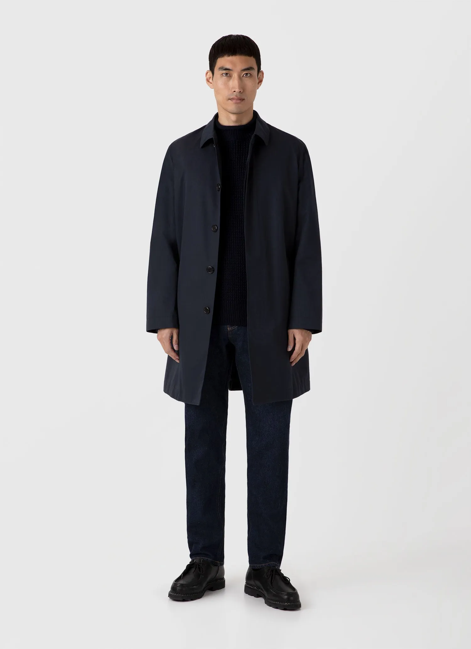 Men's Merino Fisherman Jumper in Navy Sunspel