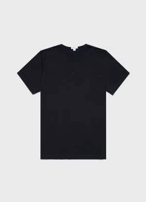 Men's Riviera Henley in Navy Sunspel