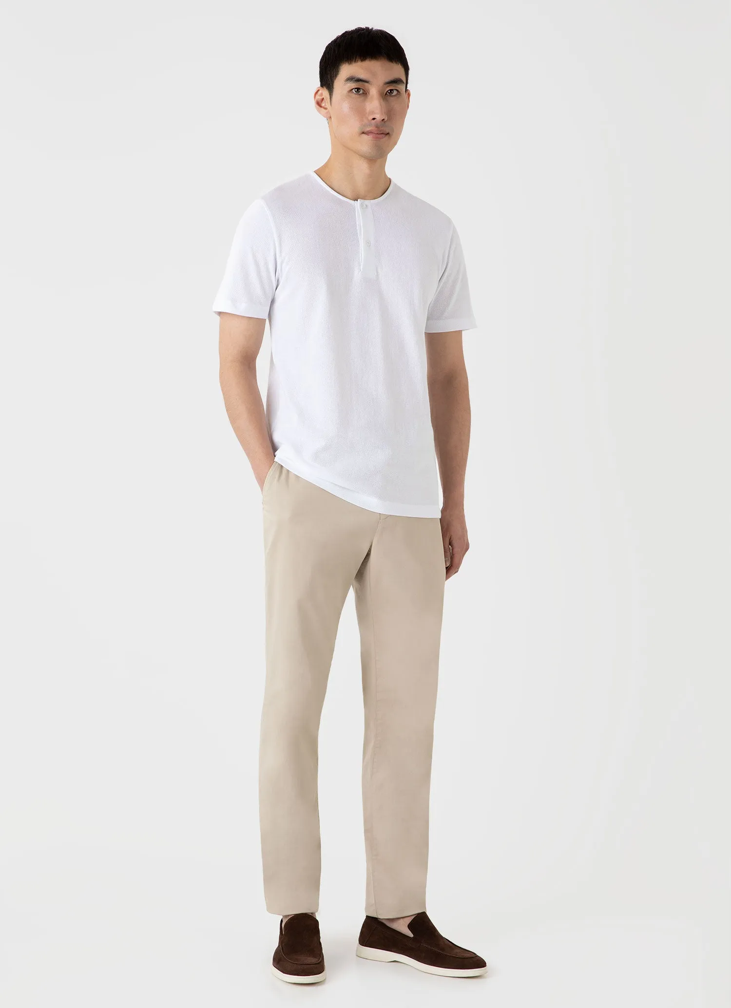 Men's Riviera Henley in White Sunspel