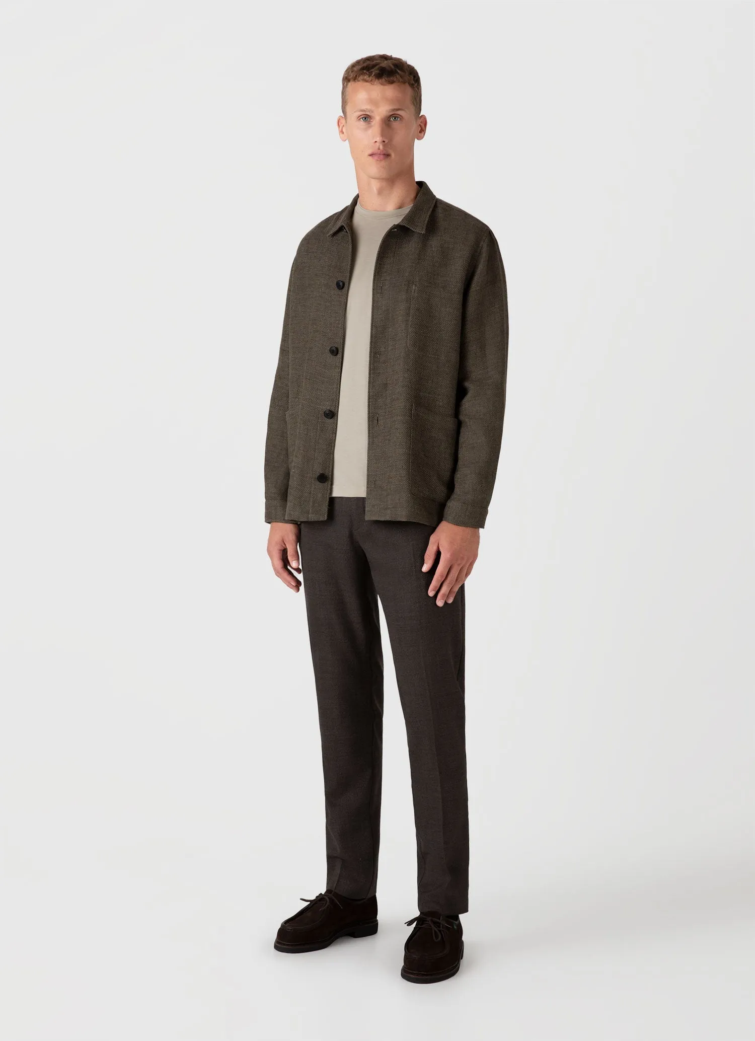 Men's Riviera Midweight T-shirt in Ash Grey Sunspel