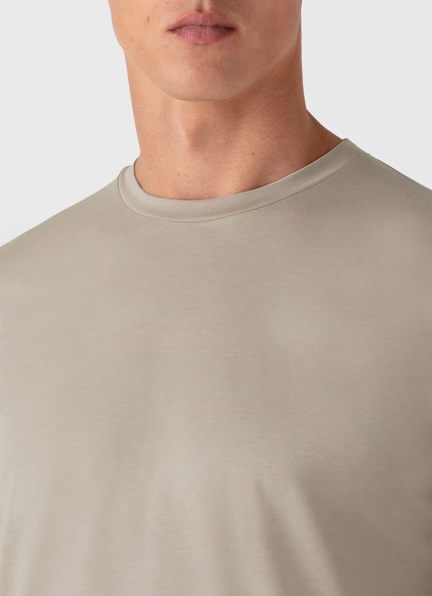 Men's Riviera Midweight T-shirt in Ash Grey Sunspel
