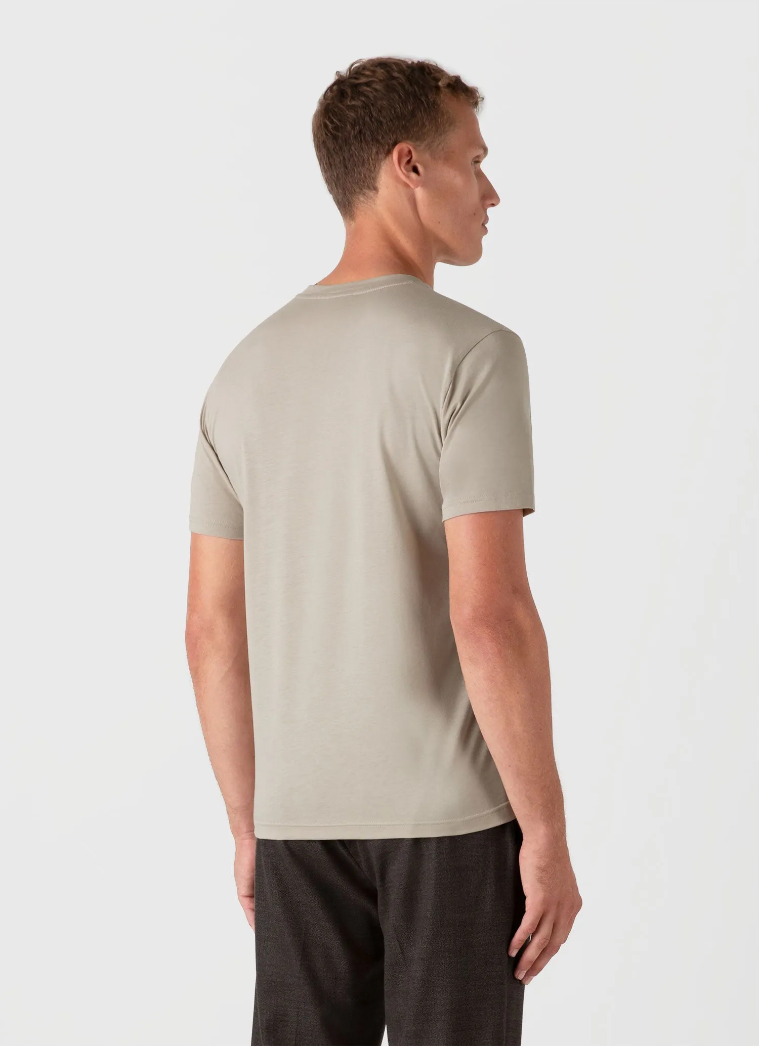 Men's Riviera Midweight T-shirt in Ash Grey Sunspel