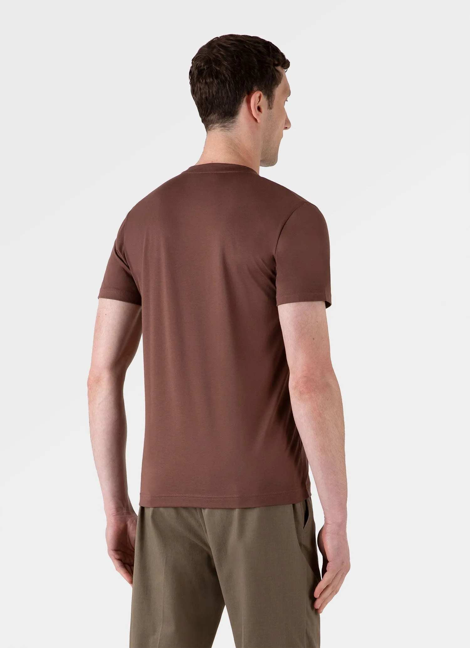 Men's Riviera Midweight T-shirt in Cocoa Brown Sunspel