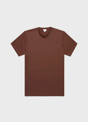 Men's Riviera Midweight T-shirt in Cocoa Brown Sunspel