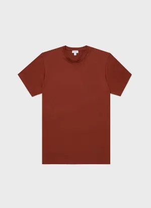 Men's Riviera Midweight T-shirt in Dark Clay Sunspel