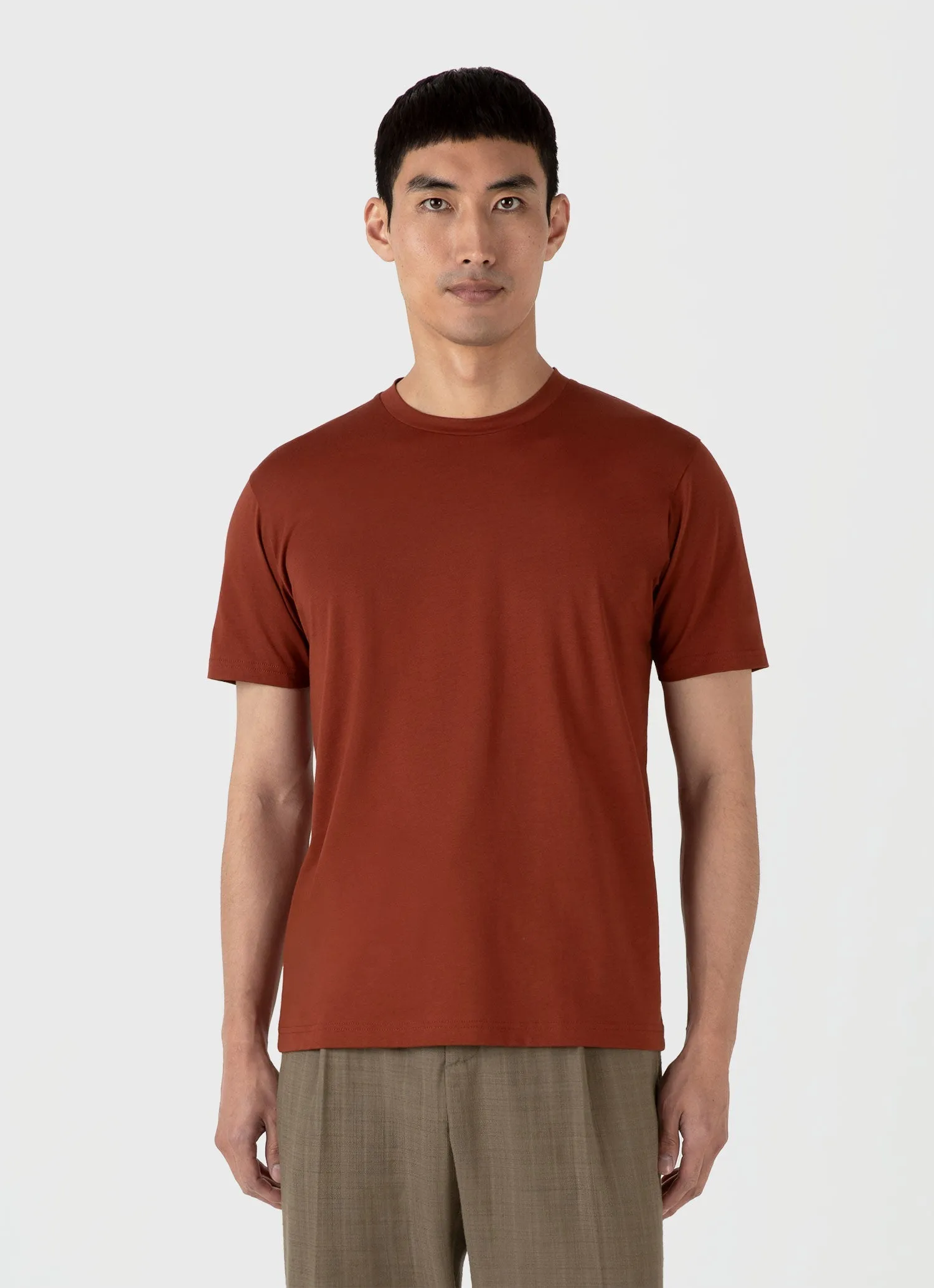Men's Riviera Midweight T-shirt in Dark Clay Sunspel