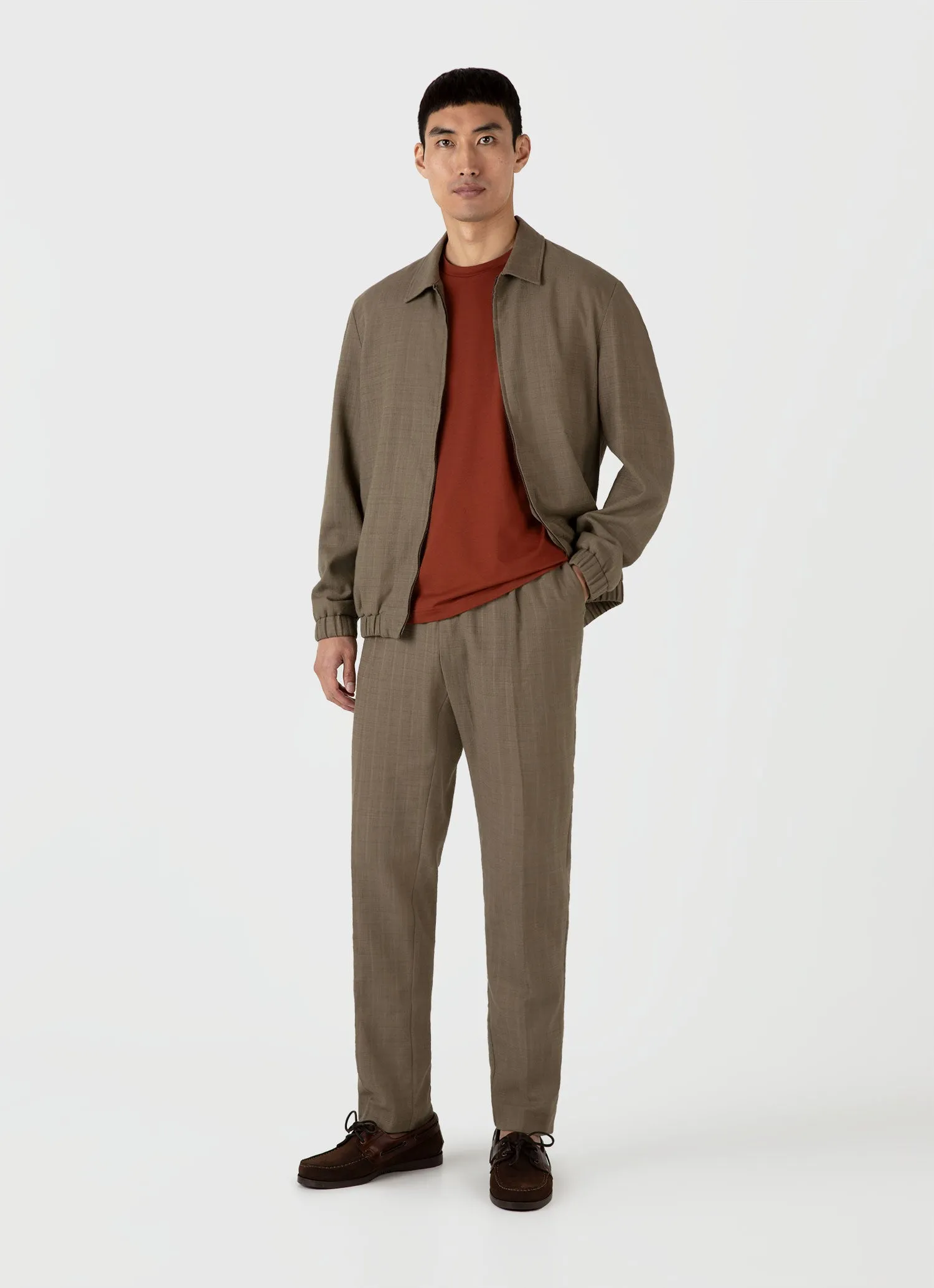 Men's Riviera Midweight T-shirt in Dark Clay Sunspel