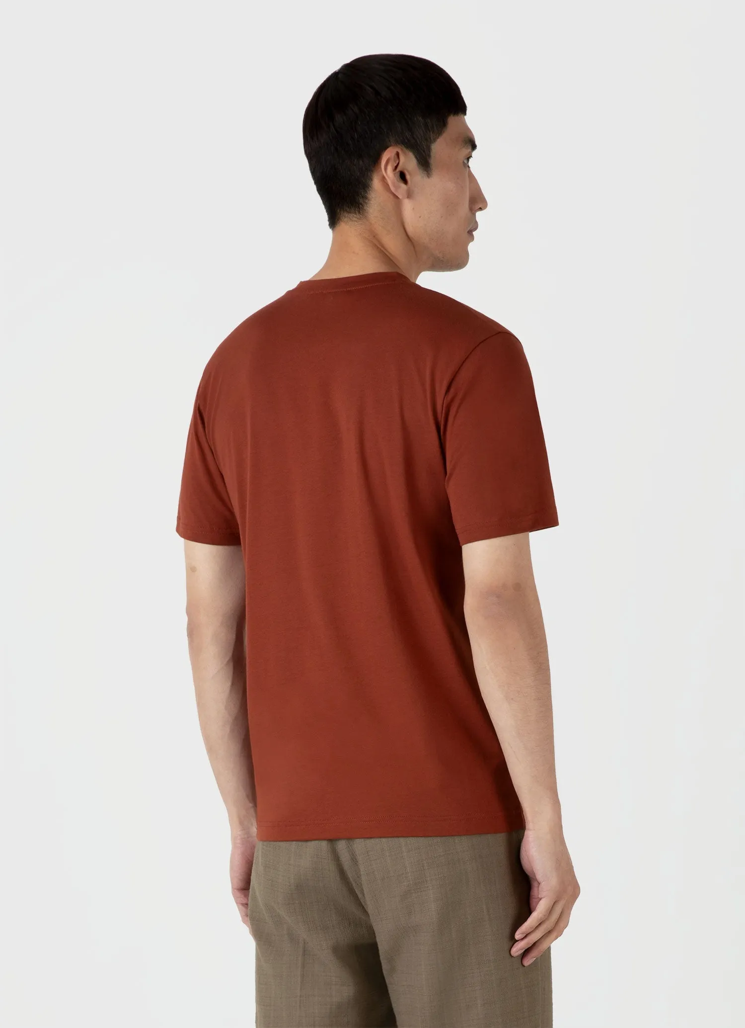 Men's Riviera Midweight T-shirt in Dark Clay Sunspel