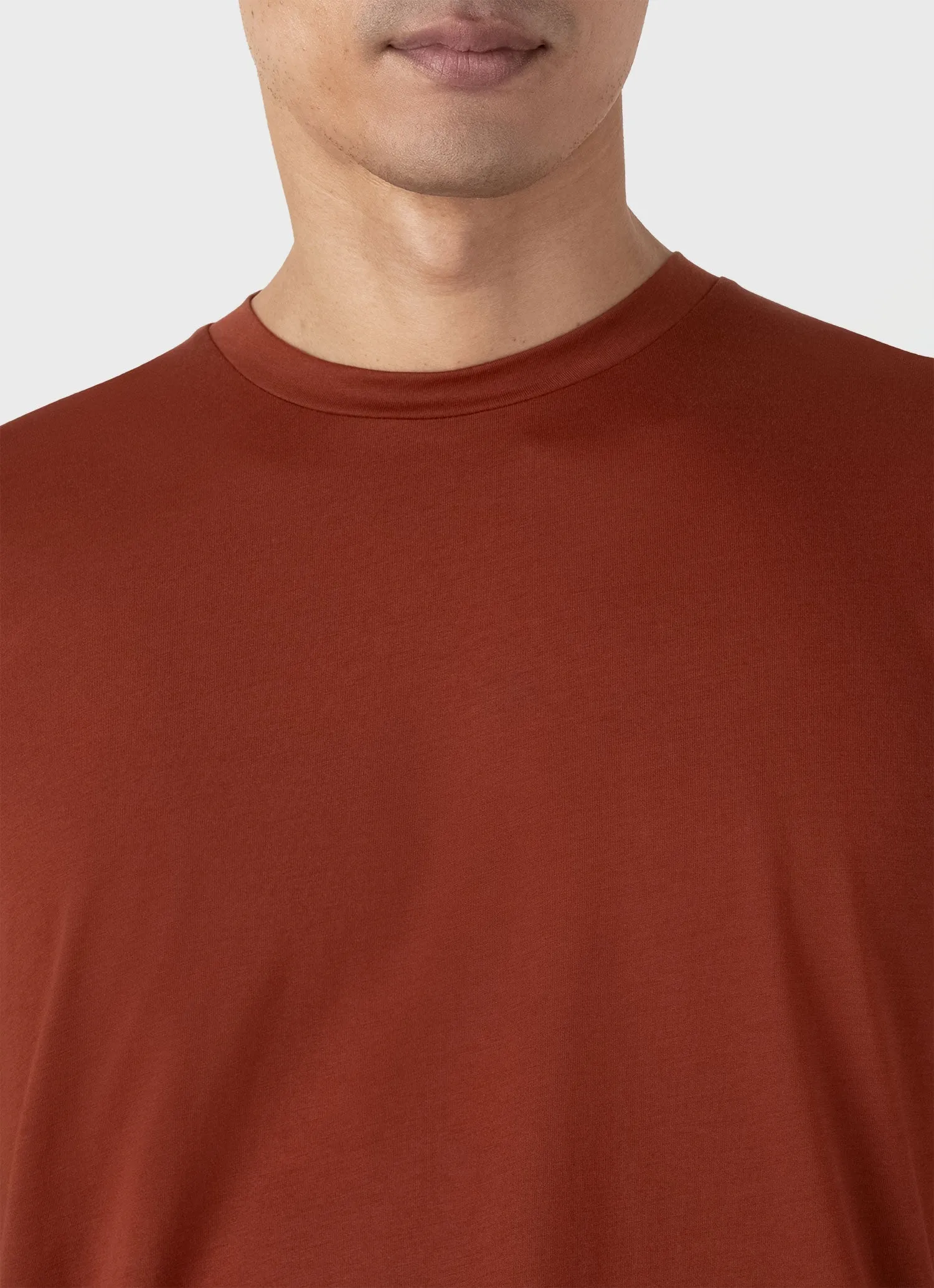 Men's Riviera Midweight T-shirt in Dark Clay Sunspel