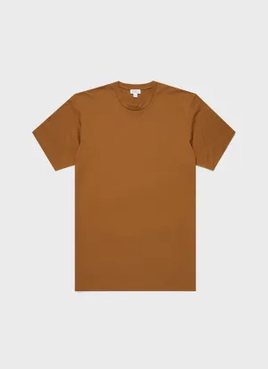 Men's Riviera Midweight T-shirt in Golden Brown Sunspel