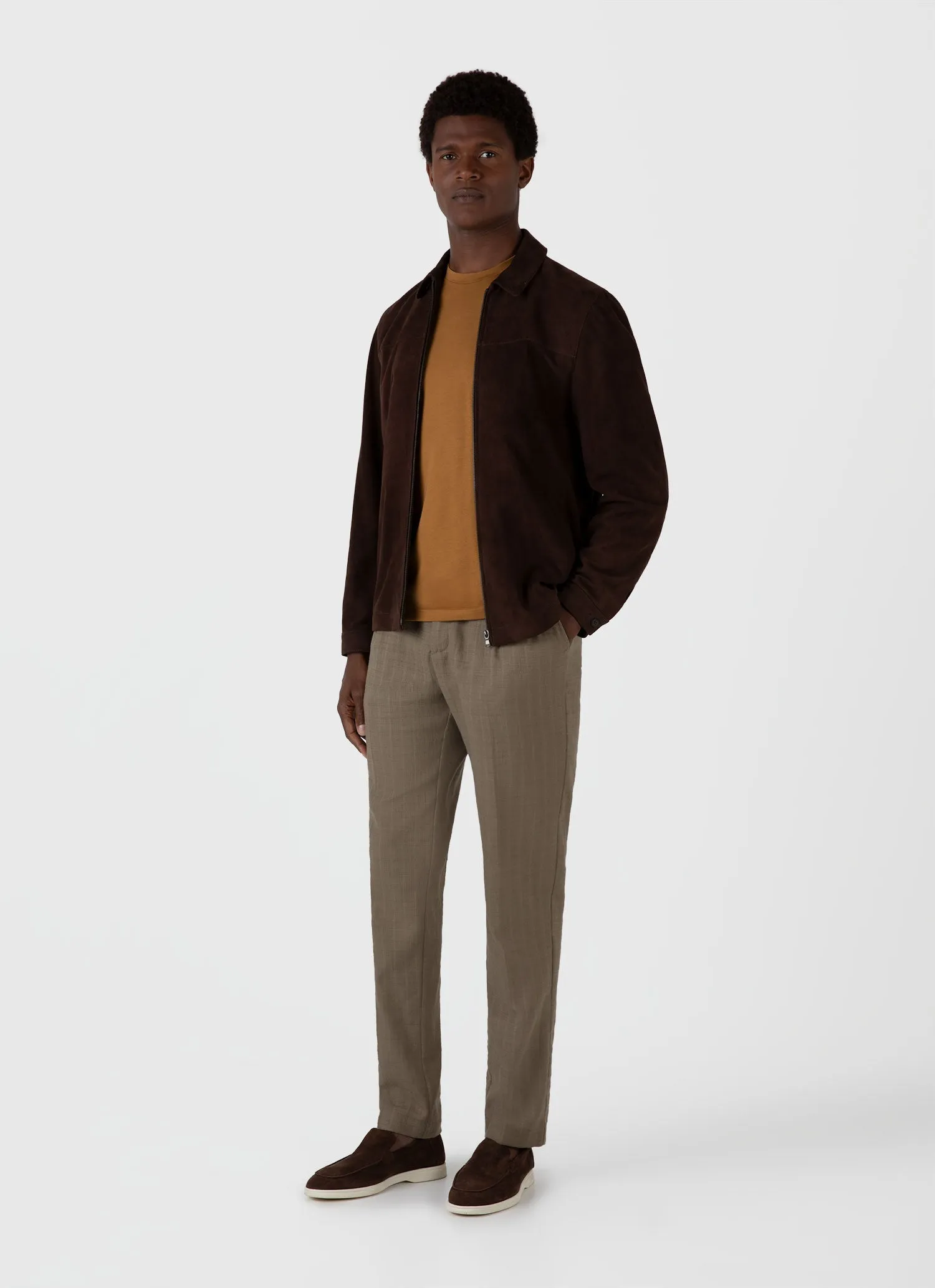 Men's Riviera Midweight T-shirt in Golden Brown Sunspel