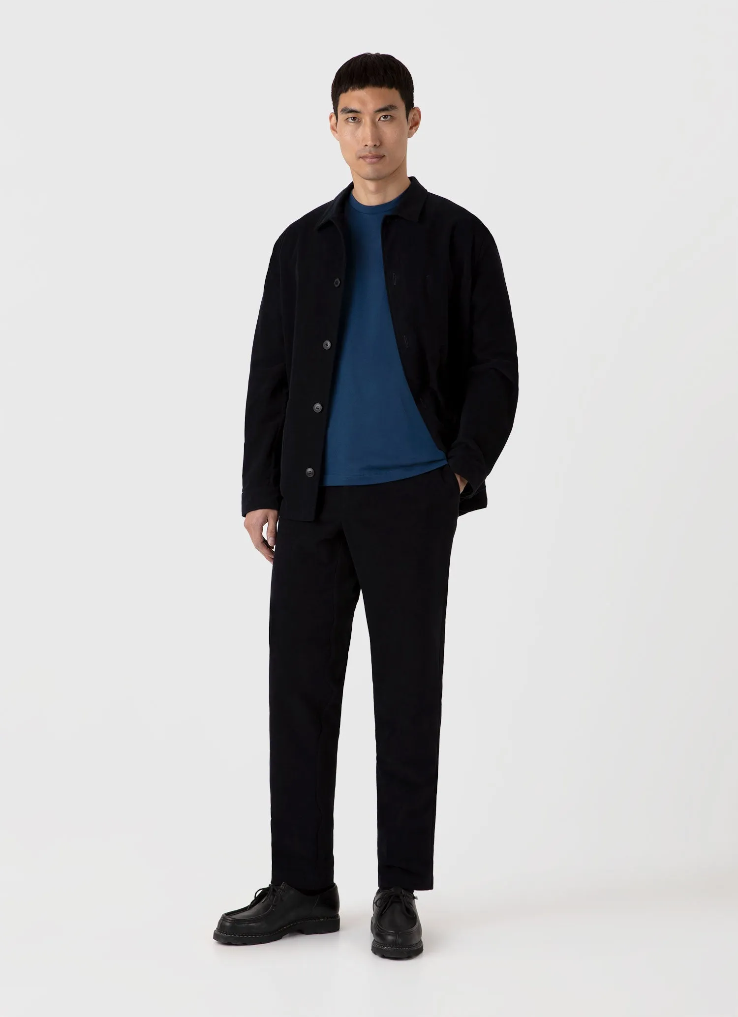 Men's Riviera Midweight T-shirt in Naval Blue Sunspel