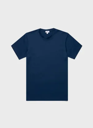 Men's Riviera Midweight T-shirt in Naval Blue Sunspel