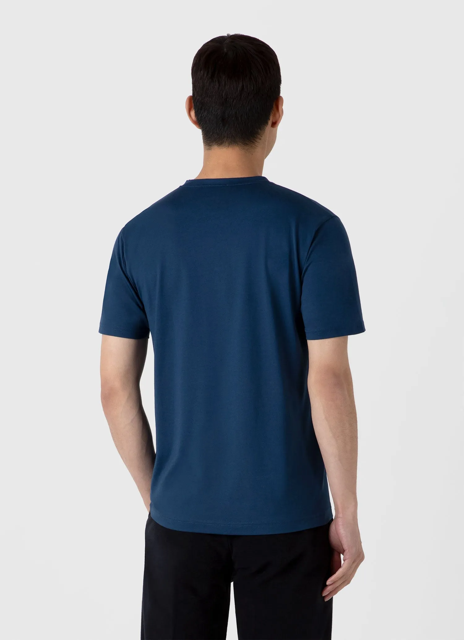 Men's Riviera Midweight T-shirt in Naval Blue Sunspel