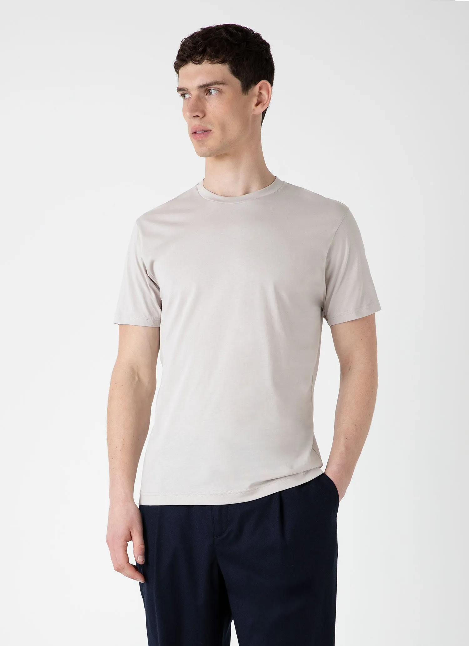 Men's Riviera Midweight T-shirt in Putty Sunspel