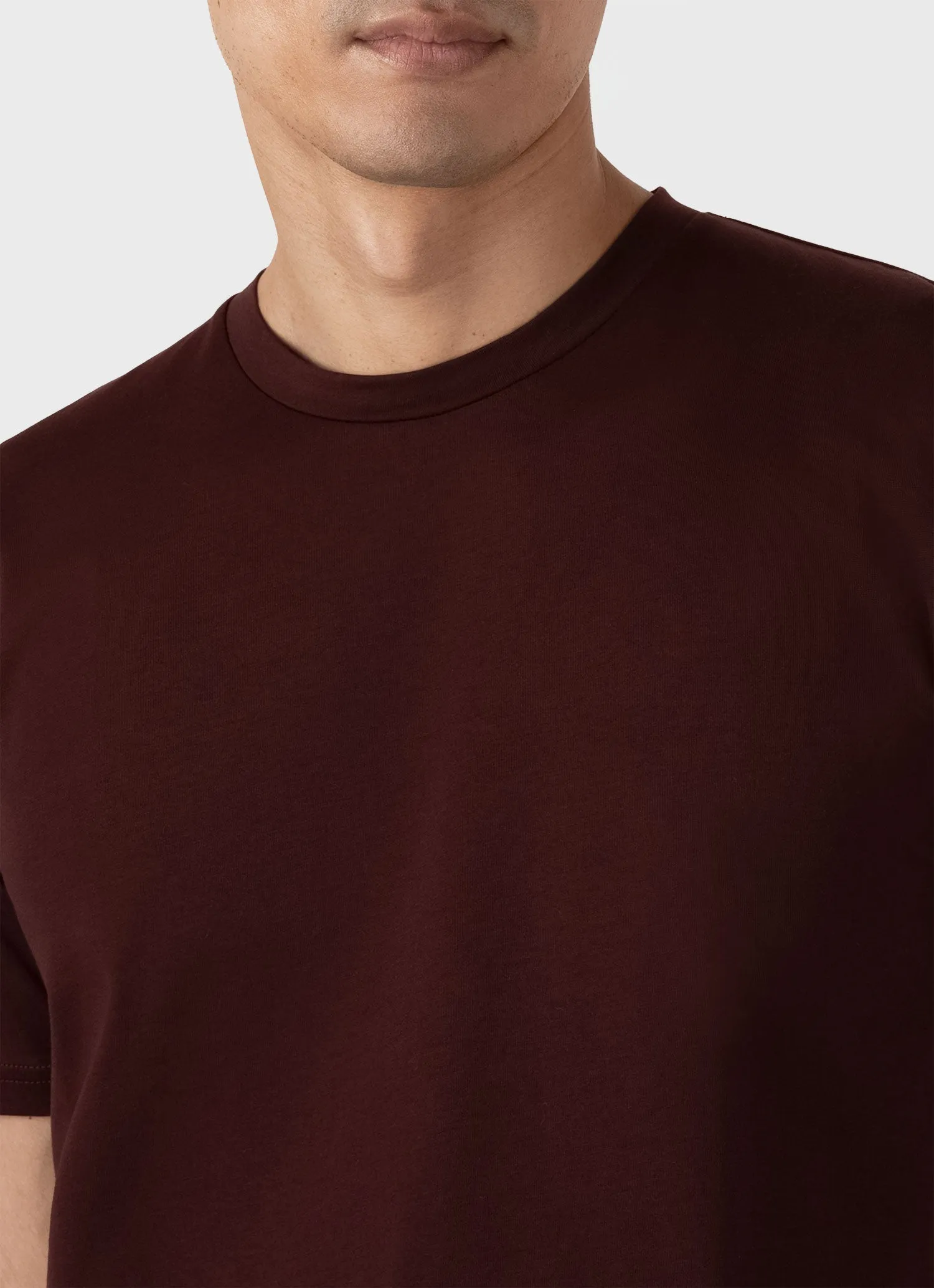 Men's Riviera Midweight T-shirt in Raisin Sunspel