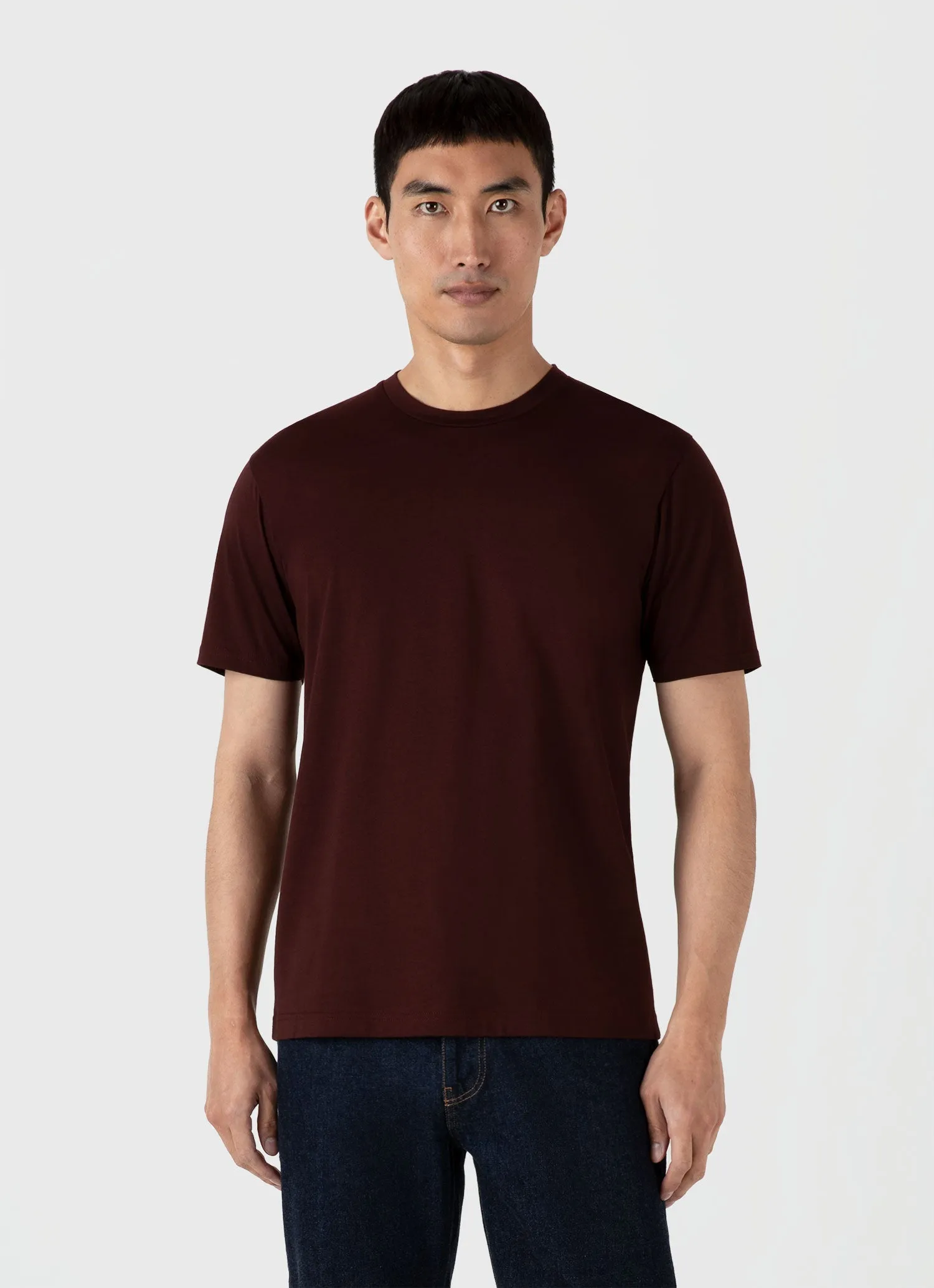 Men's Riviera Midweight T-shirt in Raisin Sunspel