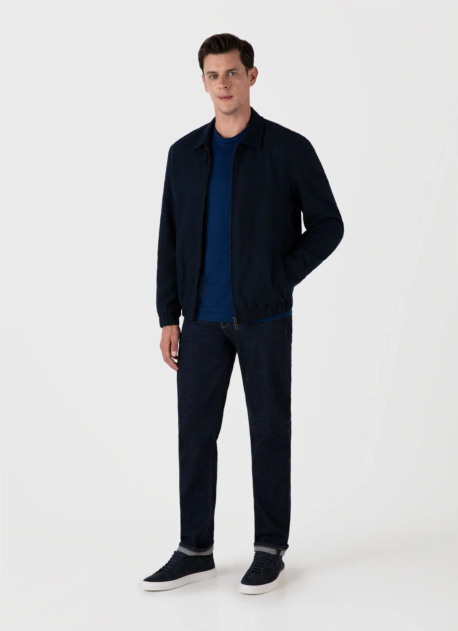 Men's Riviera Midweight T-shirt in Real Indigo Sunspel