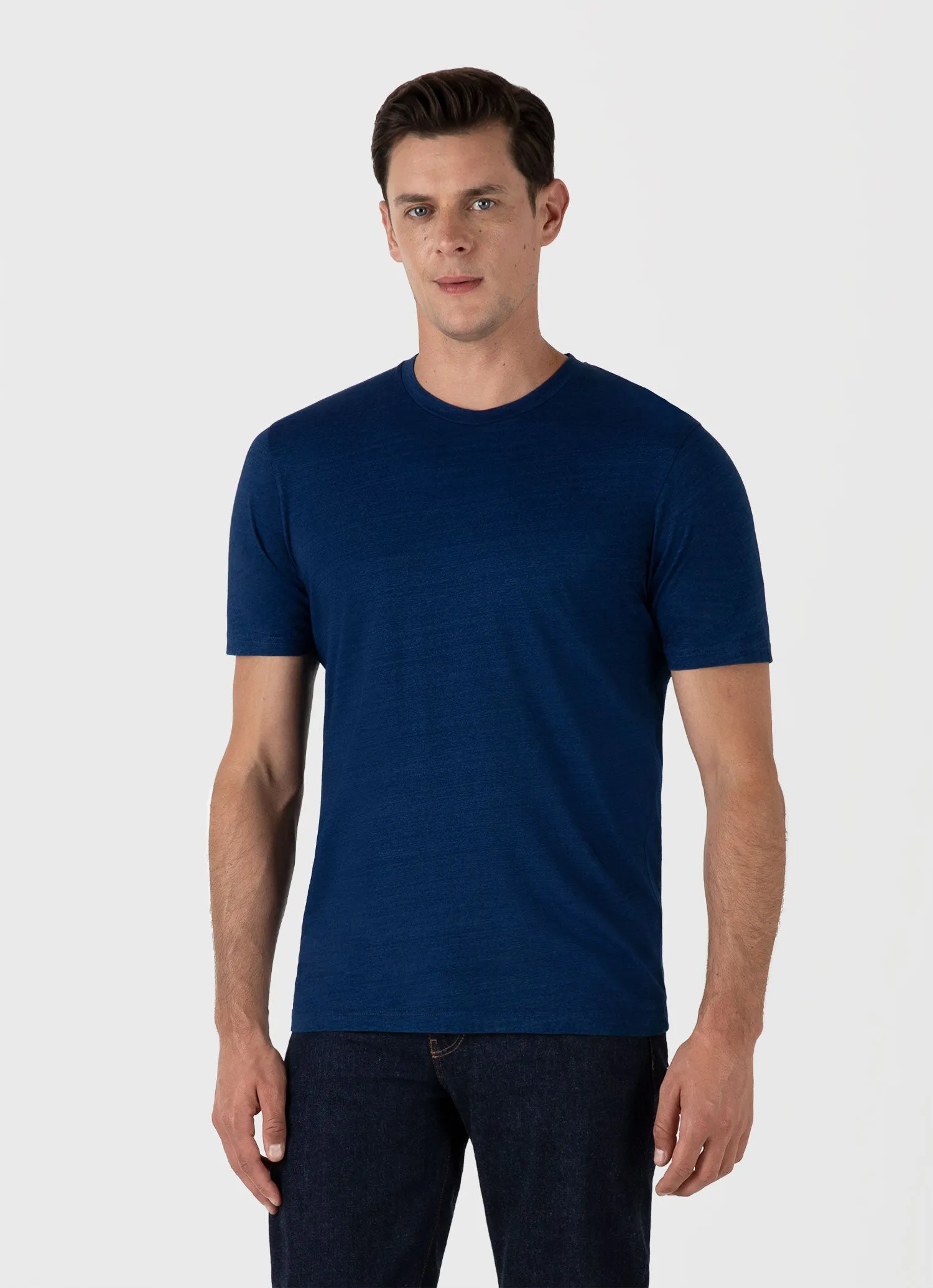 Men's Riviera Midweight T-shirt in Real Indigo Sunspel